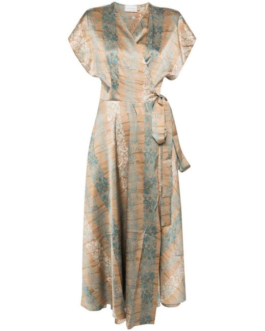 Pierre Louis Mascia Natural Printed Silk Long Dress