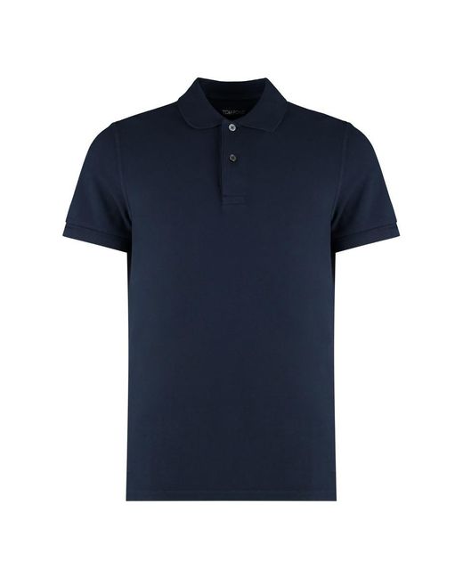 Tom Ford Blue Short Sleeve Cotton Polo Shirt for men