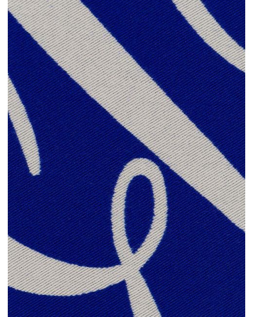 Burberry Blue Logo Wool Scarf for men