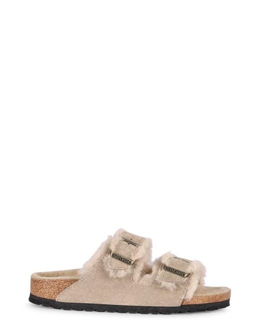 Birkenstock Pink Arizona Leather And Fur Slides