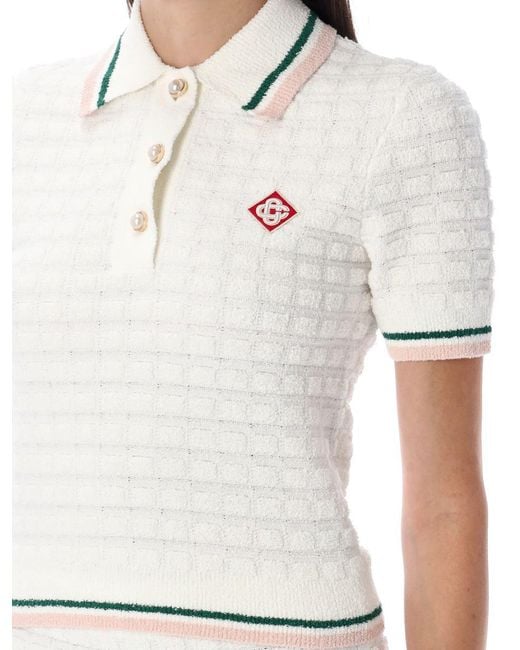Casablanca White Bouclé Polo Shirt