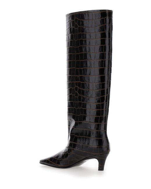 Totême  Black 'The Wide Shaft' Pull-On Boots With Low Heel