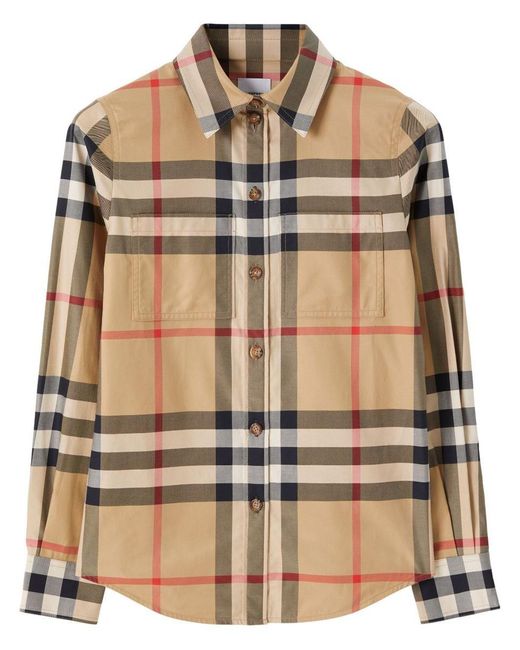 Burberry Brown Check Motif Cotton Shirt