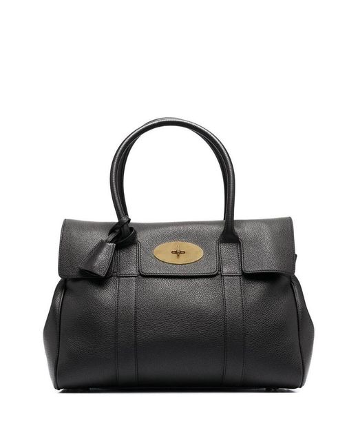 Mulberry Black 'bayswater' Handbag With Twist-lock Fastening In Grainy Leather Woman