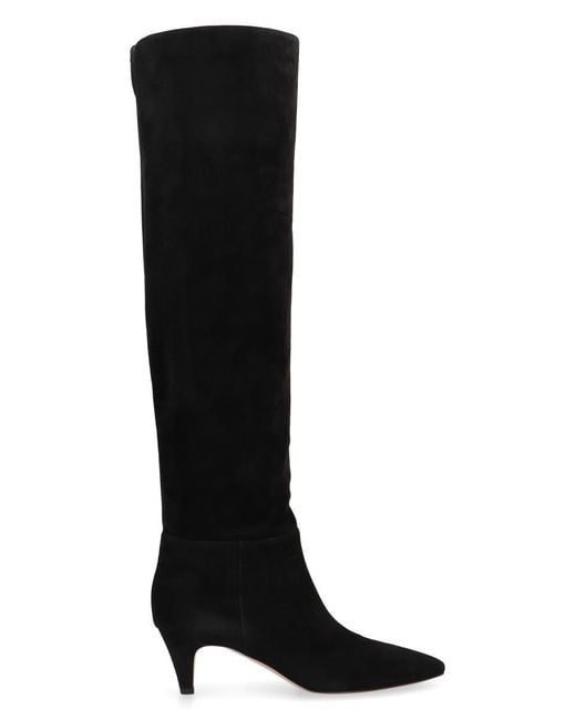 Gianvito Rossi Black Elise Suede Knee High Boots