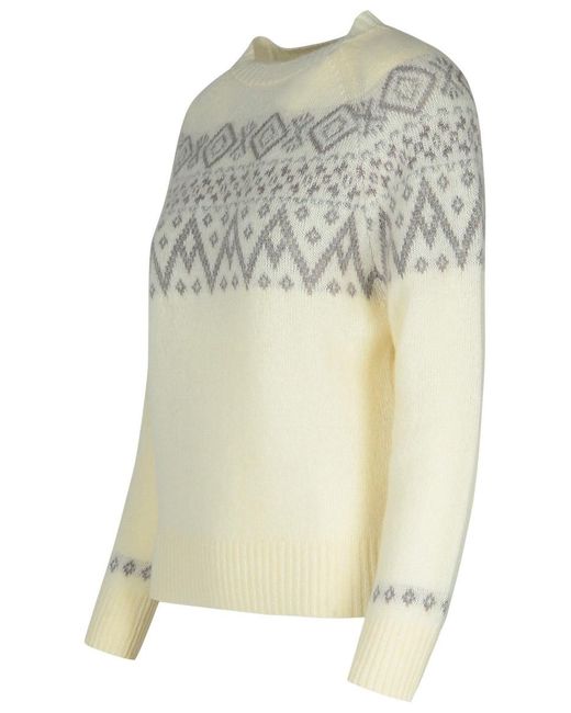 Purotatto White Multi Wool Blend Turtleneck Sweater