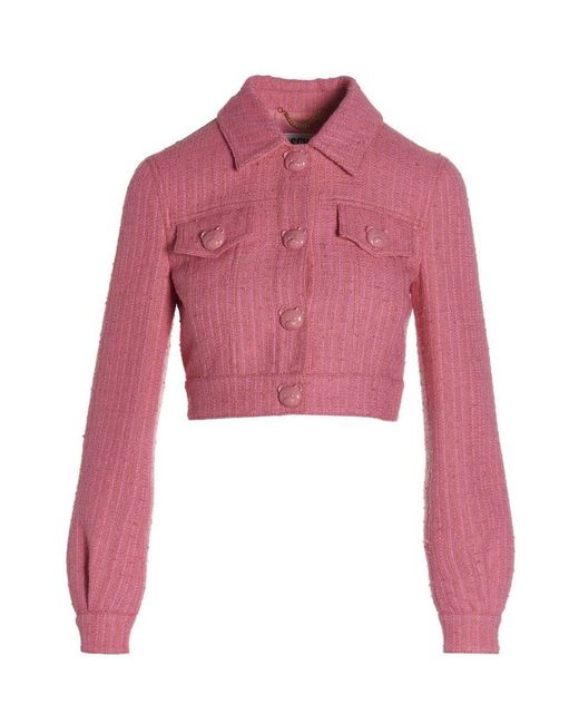 Moschino Red Tweed Cropped Jacket