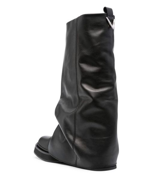 The Attico Black Robin Layered Leather Boots