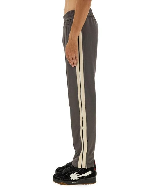 Palm Angels Gray Jogger Pants With Logo for men