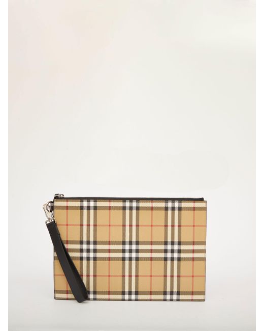 Natural Burberry Leather Clutches & Pouches in Beige Mens Bags Pouches and wristlets for Men 