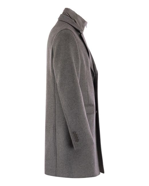 Herno Gray Wool Coat With Bib for men