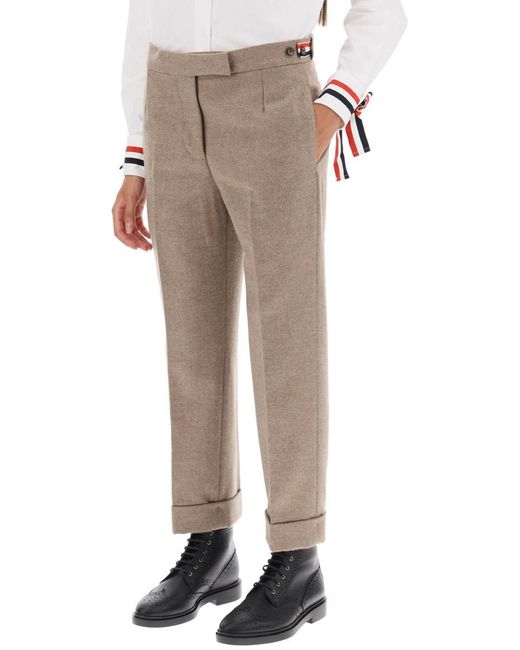 Thom Browne Natural Cropped Wool Flannel Pants