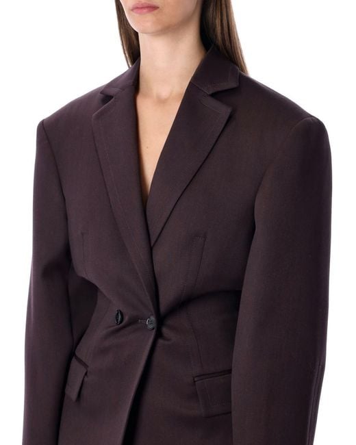 Magda Butrym Blue Burgundy Belted Double-breasted Blazer