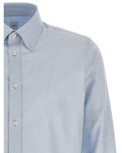Berluti Blue 'Scritto Alessandro' Shirt for men