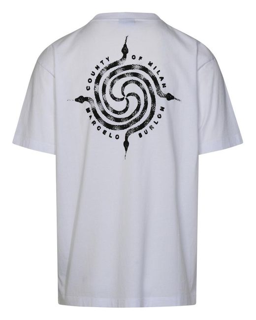 Marcelo Burlon White 'Vertigo Snake' Cotton T-Shirt for men
