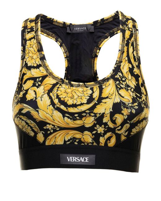 Versace Black Baroque Printed Technical Fabric Top Woman