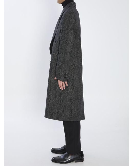 Lardini Black Double-breasted Wool Coat for men