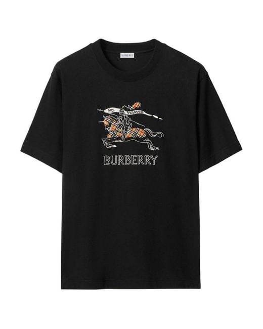 Burberry Black Ekd Sketch Cotton T-Shirt for men