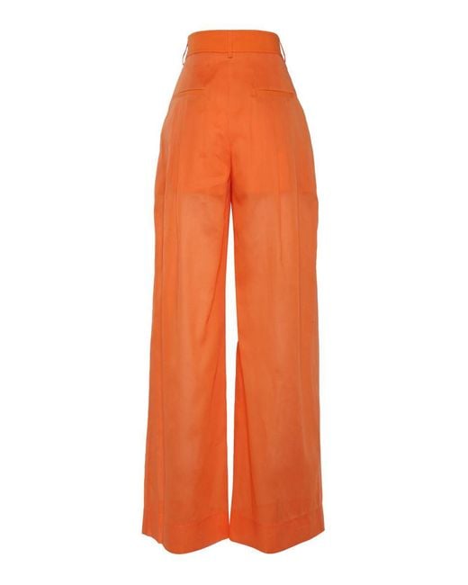 Alberta Ferretti Orange Wide-Leg Trousers With High Waist And Pleated Front