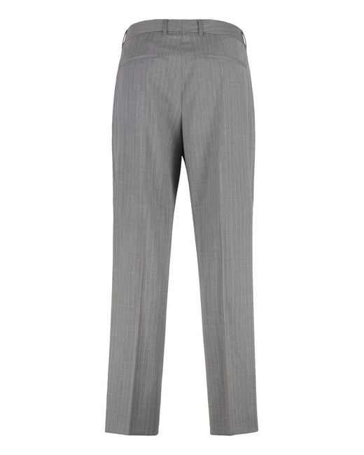 Boss Gray Virgin Wool Trousers for men