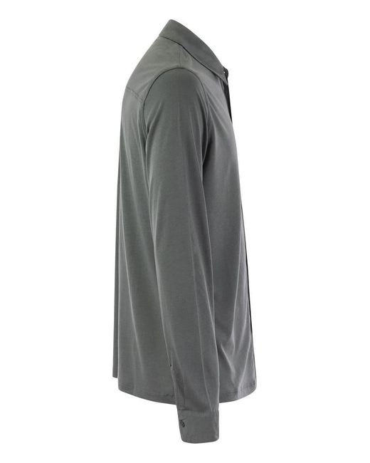 Majestic Filatures Gray Long-sleeved Shirt In Lyocell And Cotton for men