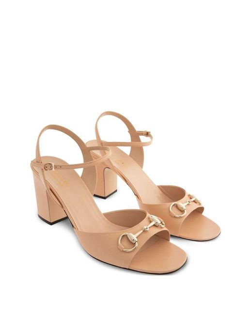 Gucci Natural Lady Horsebit Sandal With 8Cm Heel For