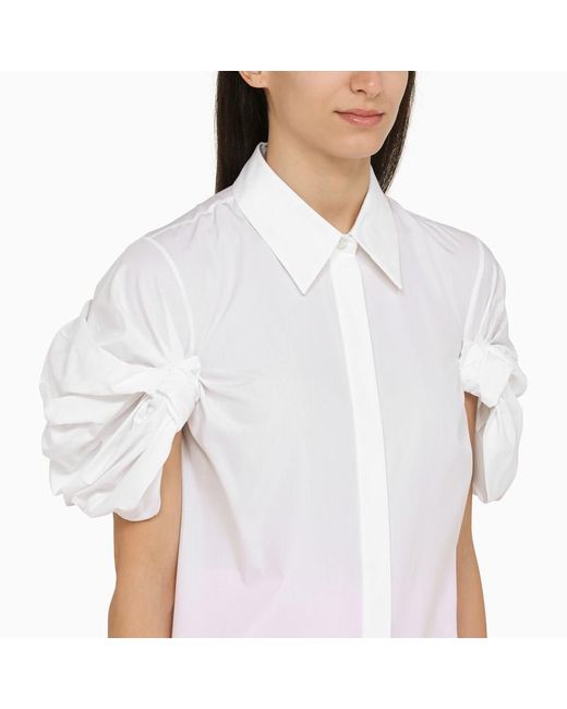 Alexander McQueen Alexander Mc Queen Short Sleeved Cotton White Shirt With Detailing