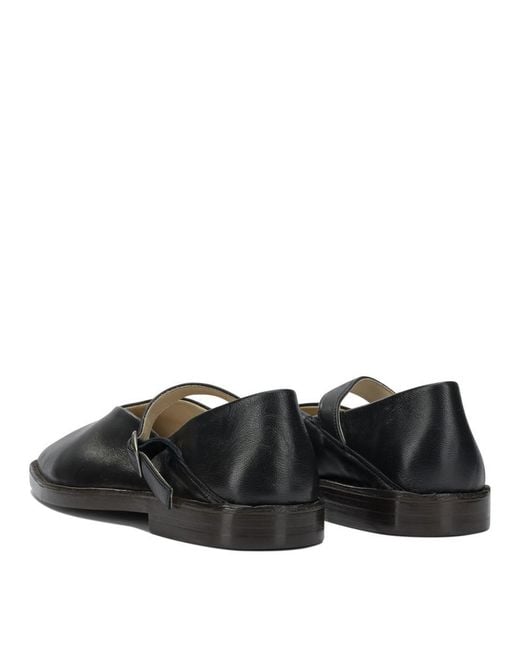 Lemaire Black Mary Jane Leather Ballet Flats