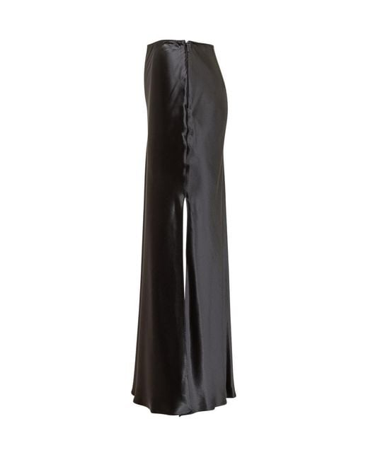 Ferragamo Black Satin Longuette Skirt
