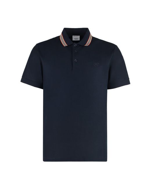 Burberry Blue Cotton Polo Shirt for men