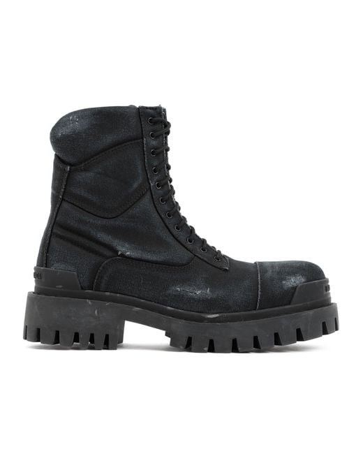 Balenciaga Black Combat Canvas Boots Shoes for men