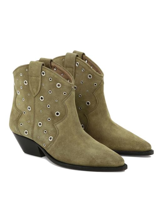 Isabel Marant Green "Eyelets" Ankle Boots