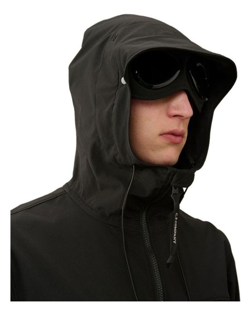 C P Company Black C.P. Shell-R Goggle Hooded Jacket for men