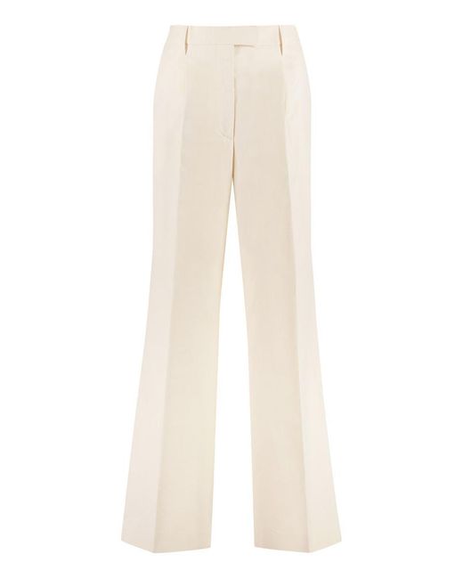 Prada White High-rise Cotton Trousers