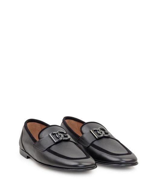Dolce & Gabbana Gray Calfskin Loafer With Logo for men