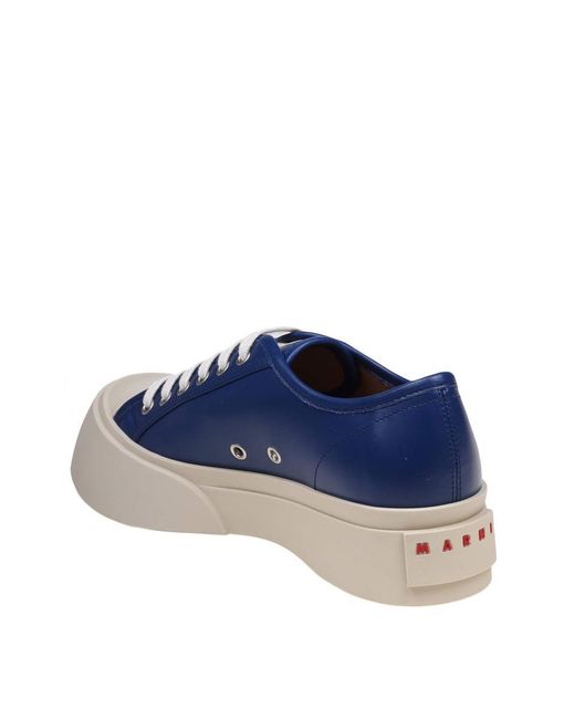 Marni Blue Leather Lace-Up Sneakers