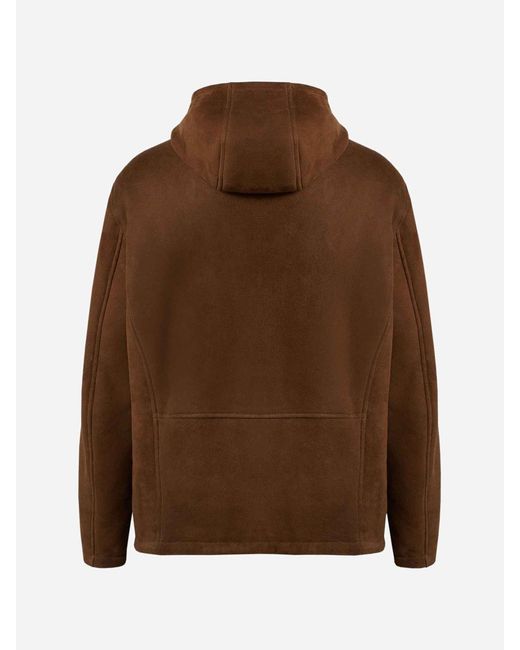 Lardini Brown Sheepskin Hood Jacket for men