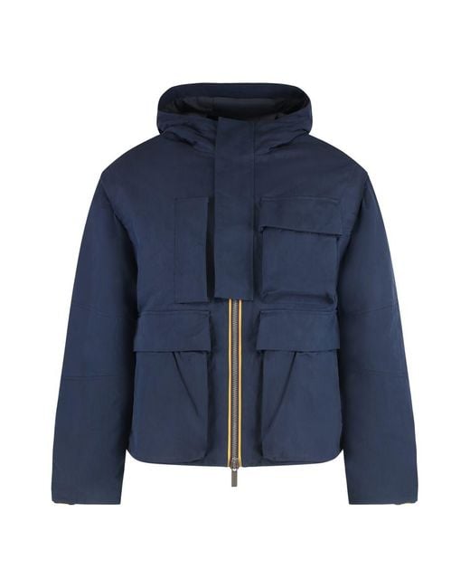 K-Way Blue Short Parka Guillermo With Hood for men