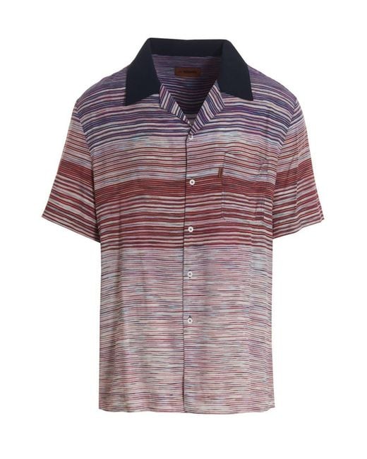 Missoni Purple Striped Shirt for men