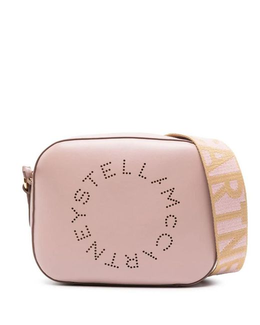 Stella McCartney Pink Logo Perforated Crossbody Bag