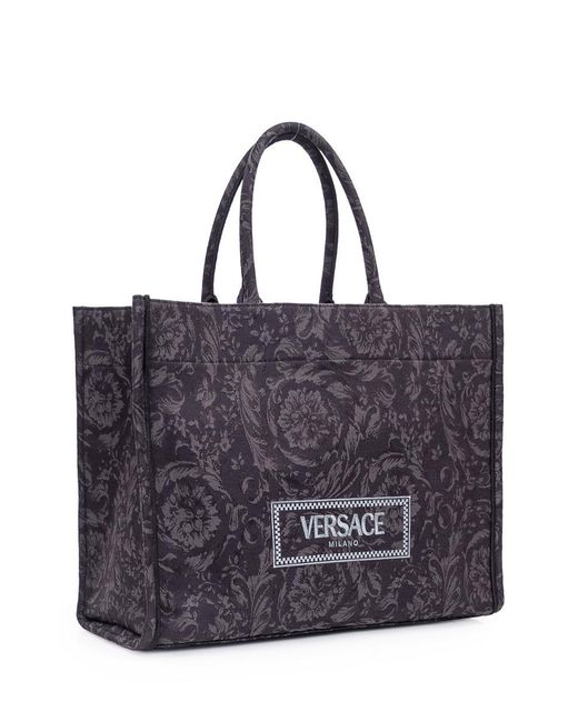 Versace Purple Athena Baroque Shopper Bag for men