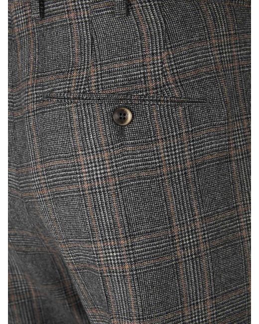 PT Torino Gray Prince Of Wales Pattern Dress Trousers for men