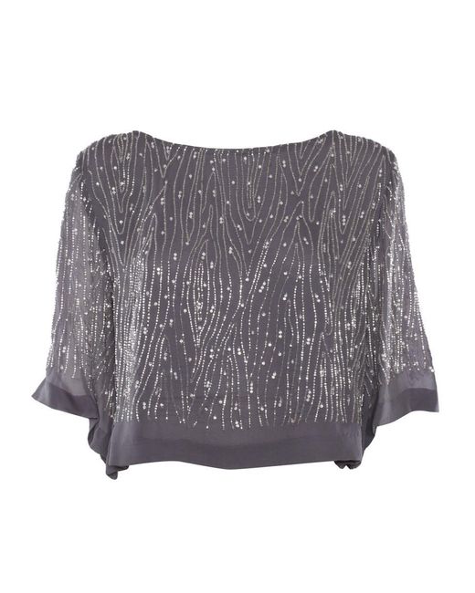 P.A.R.O.S.H. Gray Blouse With Paillettes