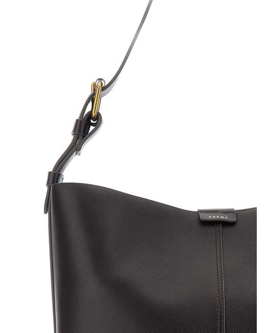 Soeur Black 'Saudade' Shoulder Bag With Adjustable Strap And Logo Patch