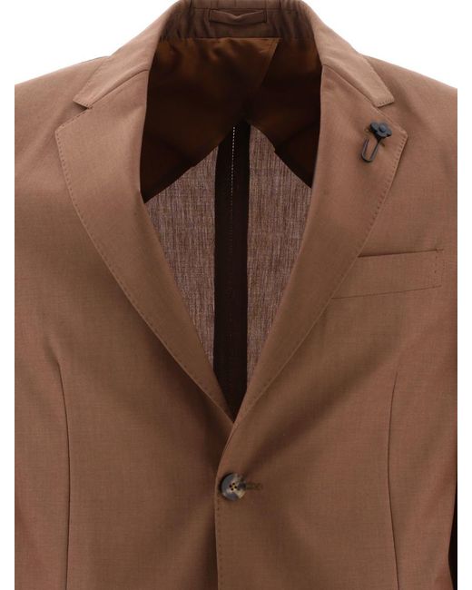 Lardini Brown Wool Blend Single-Breasted Suit for men