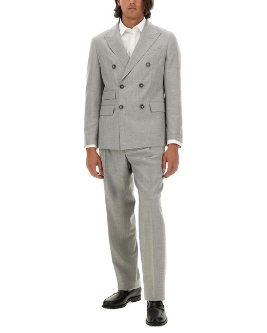 Boss Gray Virgin Wool Slim Fit Suit for men