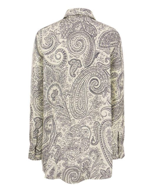 Etro White Silk Shirt With Paisley Print