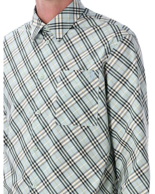 Burberry Gray Check Cotton Shirt for men