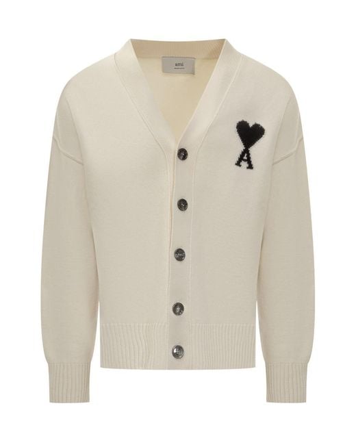AMI White Ami Alexandre Mattiussi Cardigan With Logo for men