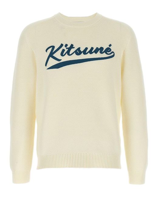 Maison Kitsuné White 'Kitsune Varsity' Sweater for men